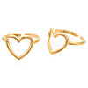 Ion Plating(IP) 304 Stainless Steel Hollow Heart Cuff Rings RJEW-N038-122LG-2