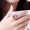 Classic Hollow Flower Rose Gold Plated Brass Cubic Zirconia Wide Band Finger Rings RJEW-BB01961-8RG-5