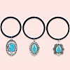 3Pcs 3 Styles Rubber & Synthetic Turquoise Elastic Hair Accessories AJEW-CY0001-75-6