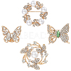 4Pcs 4 Styles Alloy Rhinestone Brooches for Clothes JEWB-CN0001-05-6