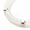 White Acrylic Curved Tube Chunky Stretch Bracelet with CCB Plastic for Women BJEW-JB08126-01-4