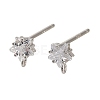 Rhodium Plated 925 Sterling Silver Ear Stud Findings STER-F058-01P-06-1