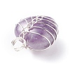 Natural Amethyst Gemstone Pendants PALLOY-JF01303-01-4