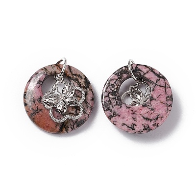 Natural Rhodonite Pendants G-P484-01P-06-1