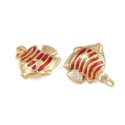 Brass Enamel Fish Pendants KK-I377-05G-B04-1