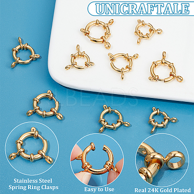 9Pcs 3 Styles 304 Stainless Steel Spring Ring Clasps STAS-UN0052-55-1