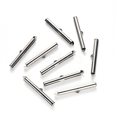 Tarnish Resistant 304 Stainless Steel Slide On End Clasp Tubes X-STAS-S115-01J-P-1
