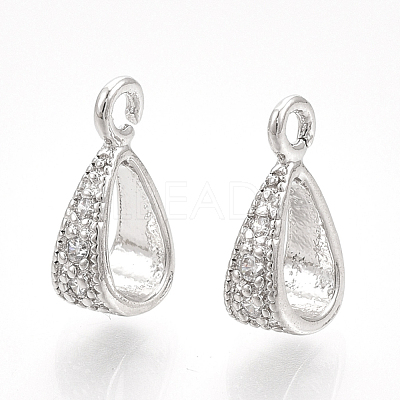 Brass Cubic Zirconia Tube Bails X-KK-S350-380P-1