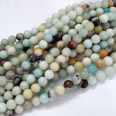 Natural Flower Amazonite Beads Strands X-G-G692-01-6mm-1