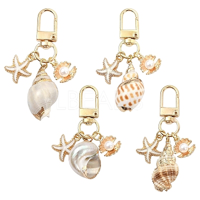 Electroplate Spiral Shell Pendant Decorations HJEW-YW00240-01-1
