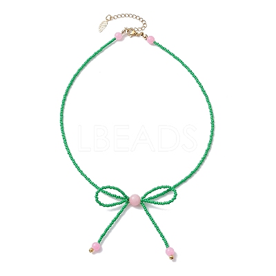 Glass Seed Pendant Necklaces for Women NJEW-MZ00031-04-1