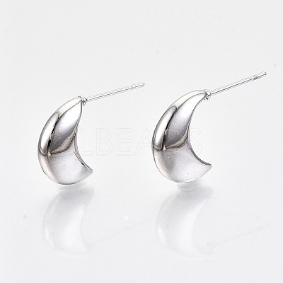 Brass Half Hoop Earrings KK-R117-035P-NF-1