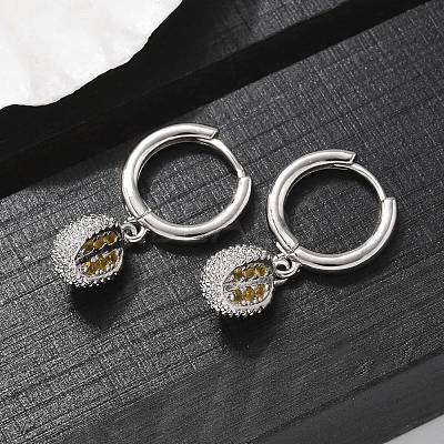 Brass Cubic Zirconia Hoop Earrings EJEW-Q015-01P-D-1