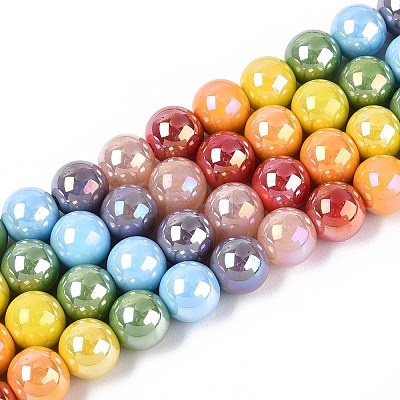 Electroplate Glass Beads Strands EGLA-N019-10mm-03-1