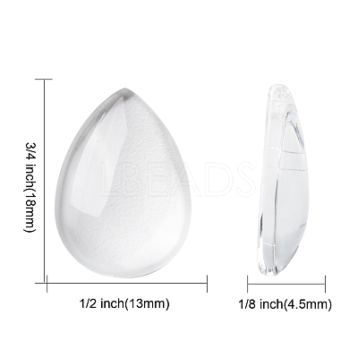 Transparent Teardrop Glass Cabochons GGLA-R024-18x13-1