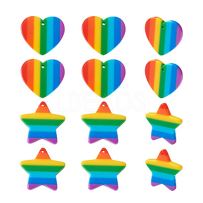 12Pcs 2 Style Plastic Stripe Pendants KY-YS0001-03-1