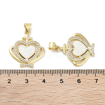 Brass Micro Pave Clear Cubic Zirconia Pendants KK-L213-017G-01-1