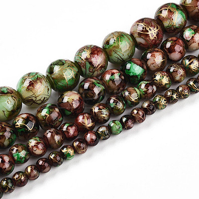 Baking Paint Glass Beads Strands DGLA-N003-10mm-B07-1
