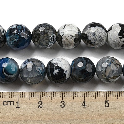 Faceted Natural Fire Crackle Agate Beads Strands G-F447-12mm-N09-1