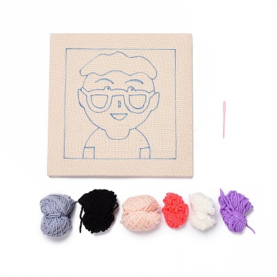 Boy with Glasses Punch Embroidery Supplies Kit LS-DIY-H155-01-1