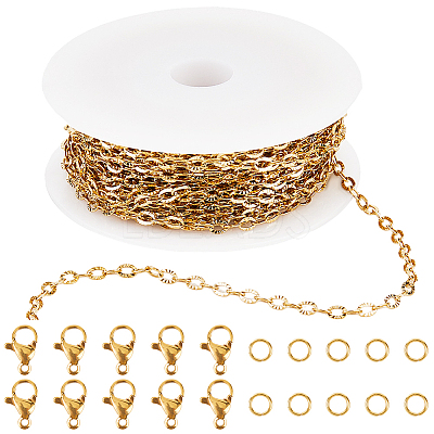 10M 304 Stainless Steel Textured Cable Chains FIND-SC0012-51G-1