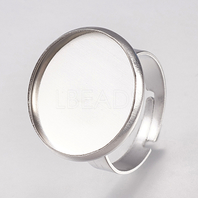 Tarnish Resistant 304 Stainless Steel Pad Ring Settings STAS-G173-19P-18mm-1