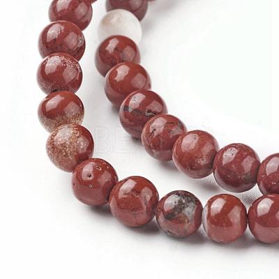 Natural Red Jasper Beads Strands G-F348-02-6mm-1