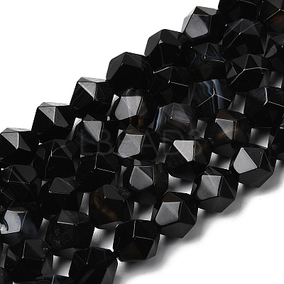 Natural Black Banded Agate/Striped AgateBeads Strands G-Z119-A03-02-1