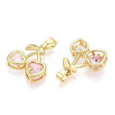 Brass Micro Pave Cubic Zirconia Charms X-KK-N254-227G-1
