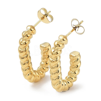Ion Plating(IP) 304 Stainless Steel Oval Stud Earrings EJEW-K243-12G-1