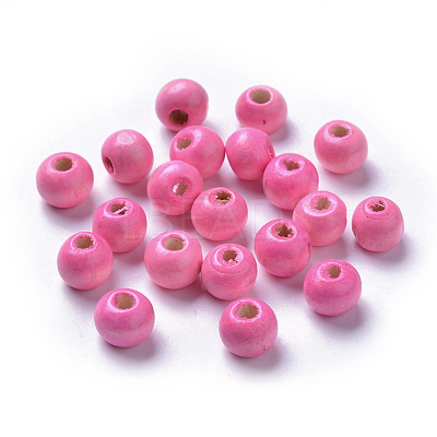 Dyed Natural Wood Beads WOOD-Q006-8mm-07-LF-1