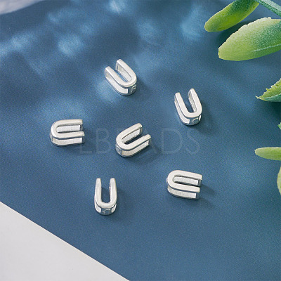 6Pcs 925 Sterling Silver Hollow Initial Beads STER-TA0001-53U-1