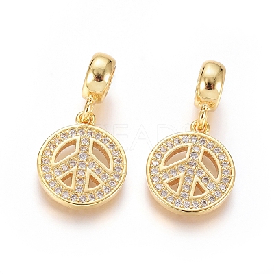 Brass Micro Pave Clear Cubic Zirconia European Dangle Charms OPDL-L016-08G-1
