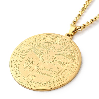 304 Stainlessa Steel Curb Chain Pendant Necklaces LS-NJEW-H034-07G-1