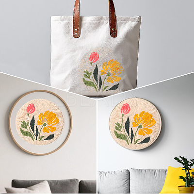 Flower Pattern Punch Embroidery Starter Kits DIY-WH20007-743B-1