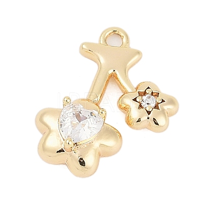 Brass Micro Pave Cubic Zirconia Pendants ZIRC-P122-03C-G-1