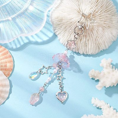 Jellyfish Glass Pendant Decorations HJEW-JM02962-01-1
