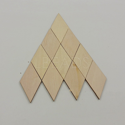 Unfinished Wood Rhombus Shape Discs Slices LS-WOCR-PW0001-005B-1