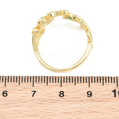Brass Pave Cubic Zirconia Cuff Open Rings CU-CBACDF6-09G-01-1