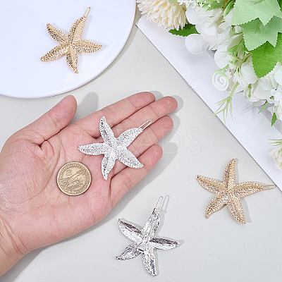 4Pcs 2 Colors Zinc Alloy Hair Barrettes PHAR-SP0001-24-1