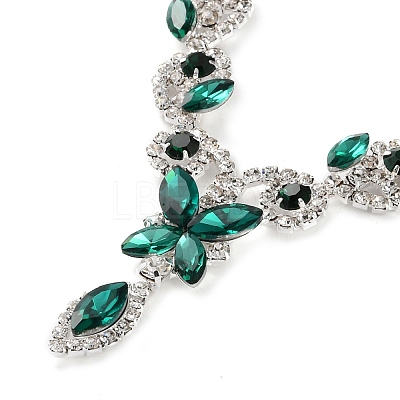 Horse Eye Alloy Rhinestone Necklaces & Stud Earring Sets for Women SJEW-U001-01P-06-1