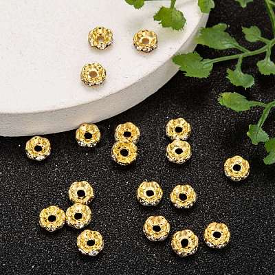 Brass Grade A Crystal Rhinestone Spacer Beads RB-A006-6MM-G-1