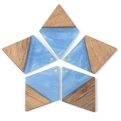 Opaque Resin & Walnut Wood Pendants RESI-S389-012A-C01-1