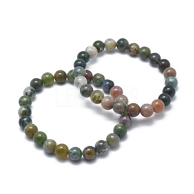 Natural Indian Agate Bead Stretch Bracelets BJEW-K212-B-010-1