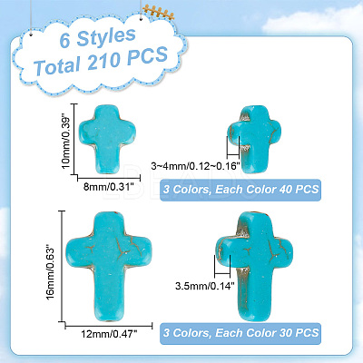 210Pcs 6 Styles Synthetic Turquoise Beads G-HY0001-52-1