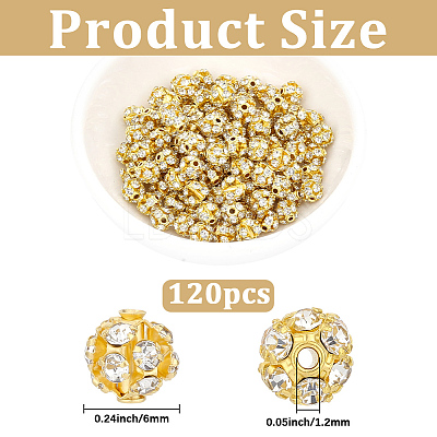 120Pcs Brass Rhinestone Beads KK-PA0001-26G-1