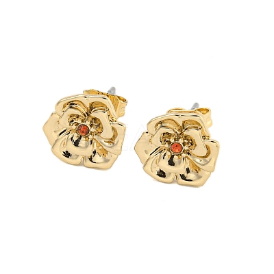 Brass Micro Pave Cubic Zirconia Ear Studs EJEW-P283-01G-01-1