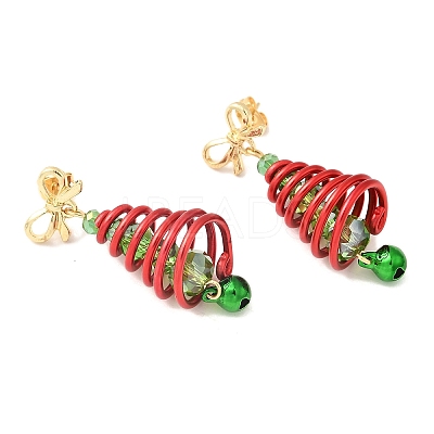 Aluminum Glass Dangle Stud Earrings EJEW-JE06582-1