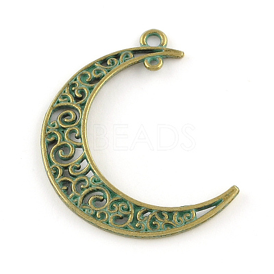 Moon Zinc Alloy Hollow  2-Loop Link Pendants PALLOY-R065-088-FF-1