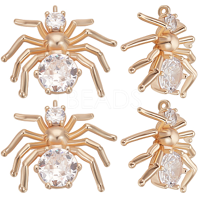 8Pcs Brass Micro Pave Clear Cubic Zirconia Pendants KK-BBC0015-56-1